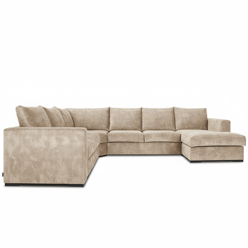 Chill hjørnesofa med sjeselong 345x275 cm – Daisy tekstil
