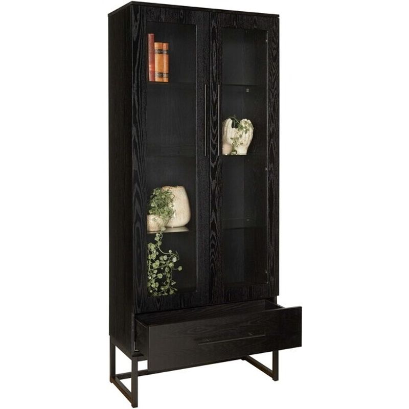 Lavall vitrineskap sort ask finer - Bredde 80cm H: 190cm