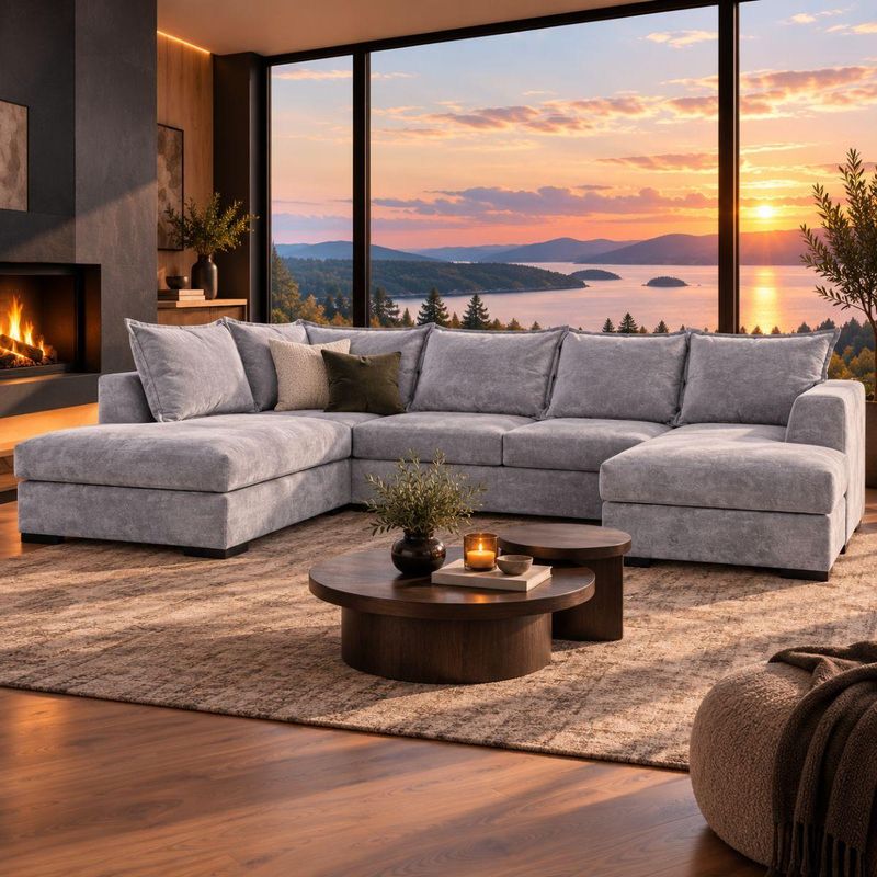 Chill U-sofa 330x215 cm - Adore Fuji velur