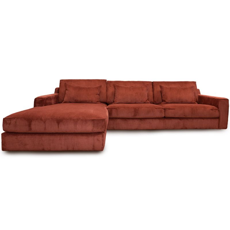 Las Vegas 3N Lux sjeselong sofa 310x195cm velg farge Lincoln cordfløyel FluffOne