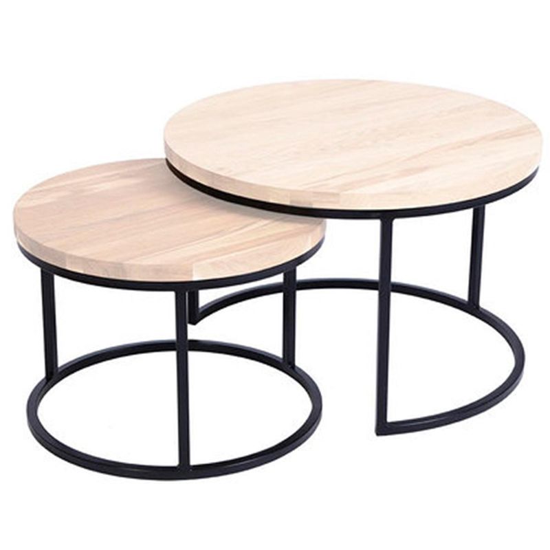 Mango sofabord sett heltre hvitoljet eik 75/60cm