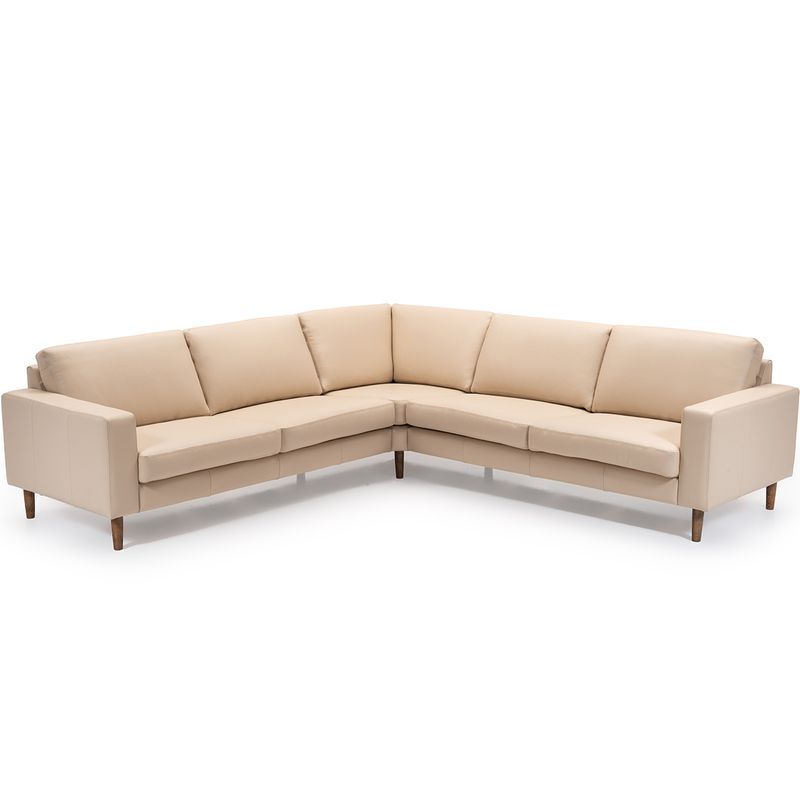 Una hjørnesofa i ekte skinn 267x267 cm | Soleda Skinn
