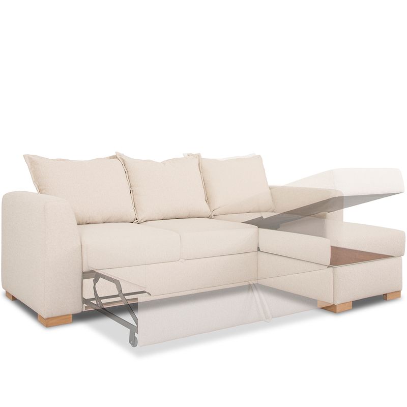 Minchi  sjeselong sovesofa 241cm x 160cm | Mossa tekstil