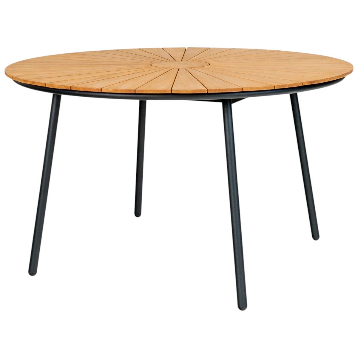 Cleveland Spisebord Ø130 – Teak / Sorte Ben | House Nordic