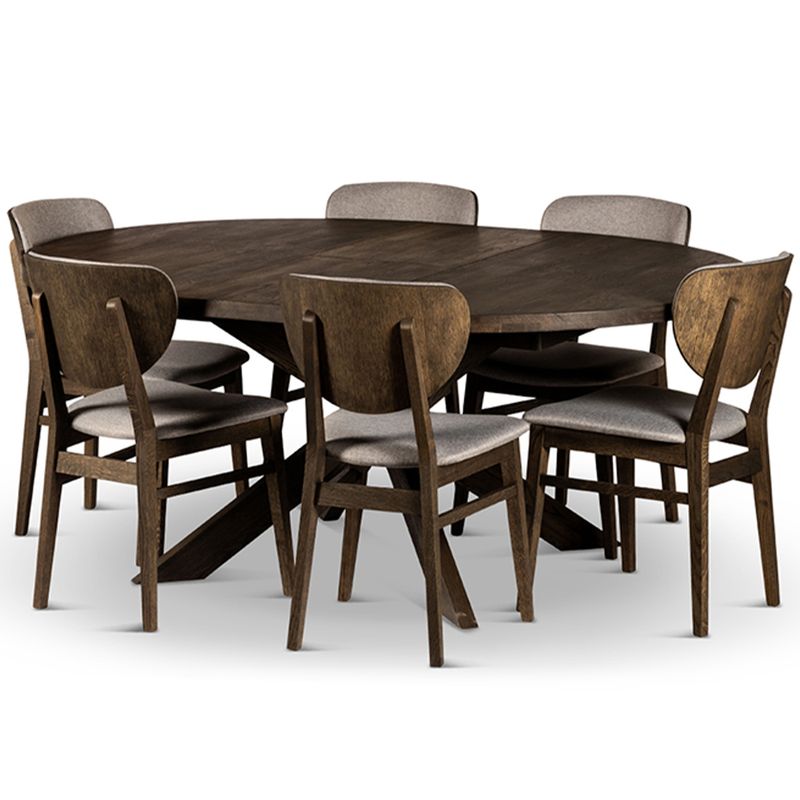 Hemse spisebord massiv heltre røkt eik Ø140/180x75 cm med ileggsplate