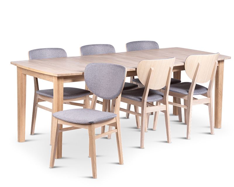 Kivik Spisebord 160/210x90x75  med uttrekk Heltre hvitoljet eik