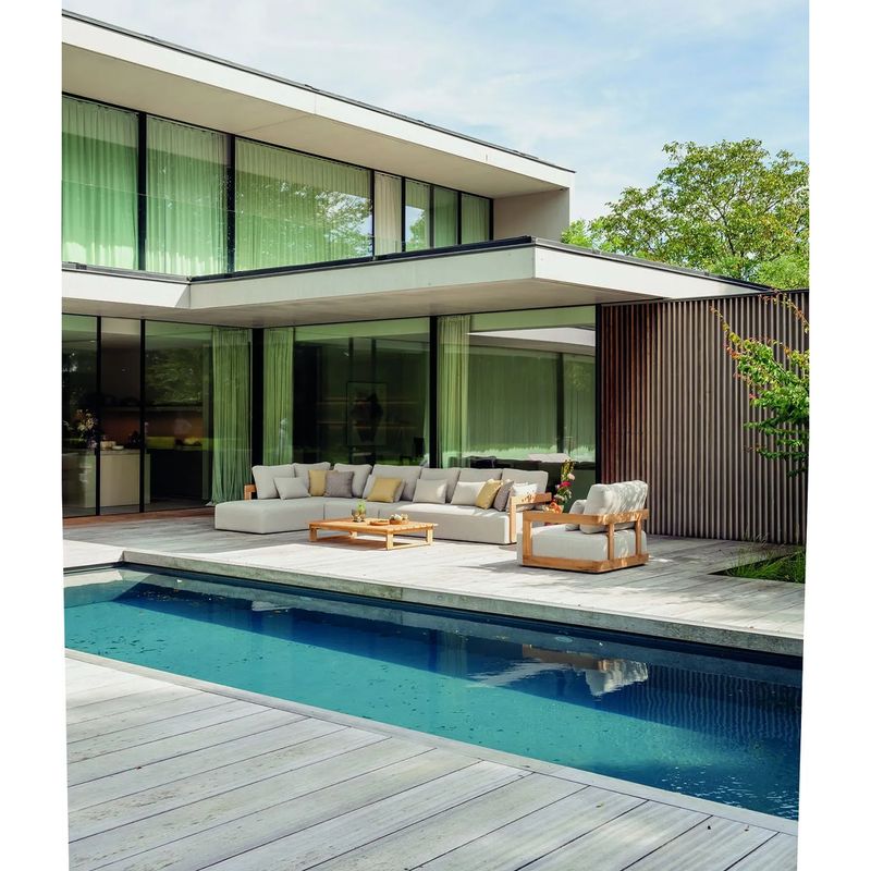 Rafa 3-seter loungesofa ute - teak & Quick Dry