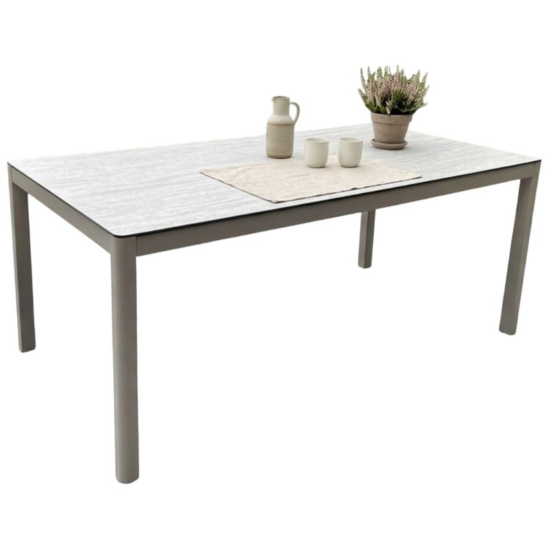 Hydra spisebord med glasstopp 140x80 H:65 cm – champagne aluminium