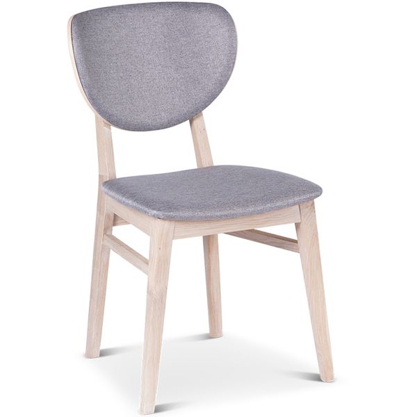 Hovedbilde Fårö Spisestol hvitoljet heltre eik grått tekstil