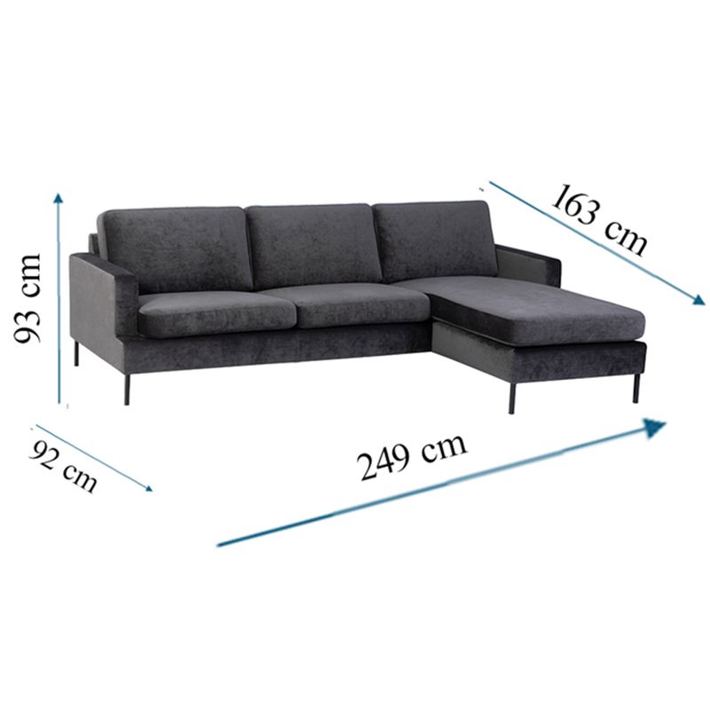 Crosby sofa 3 seter 3N small med sjeselong 249 x163cm Fluff One 