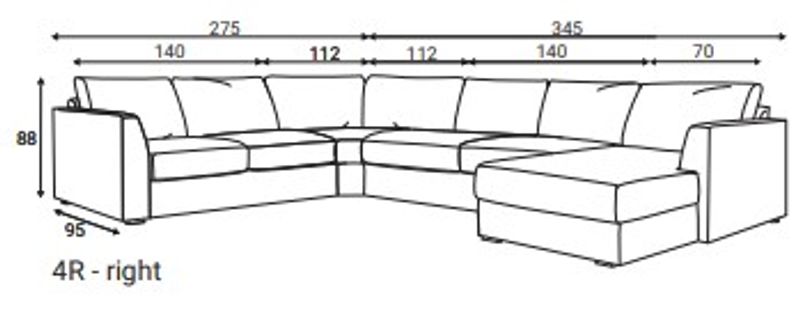 Chill hjørnesofa med sjeselong 345x275 cm – Adore Fuji velur