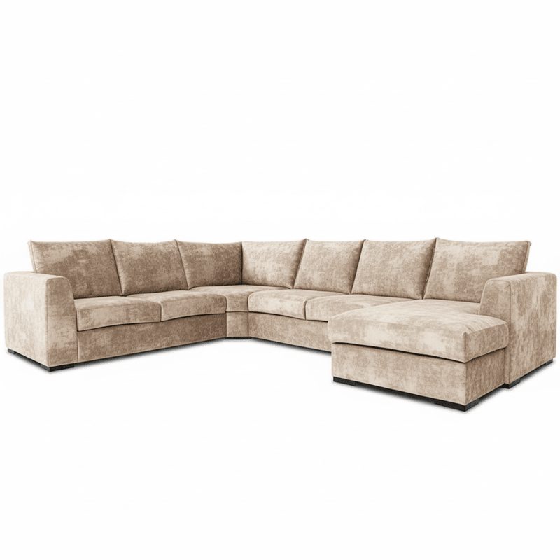 Chill hjørnesofa med sjeselong 345x275 cm – Daisy tekstil
