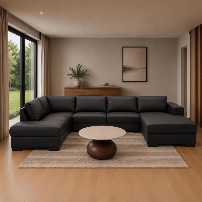 Havn U-sofa i ekte skinn – Skagen Studio