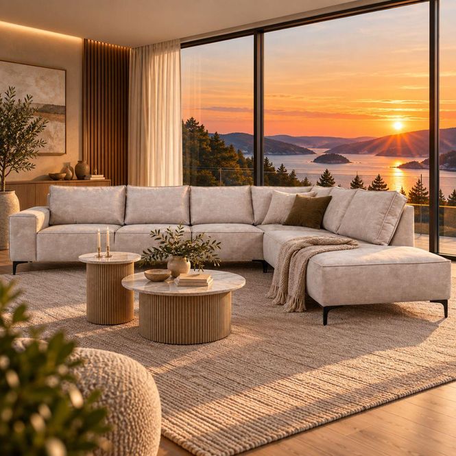 Hovedbilde Brussel hjørnesofa med åpen ende 335x215 cm | Adore Fuji velur