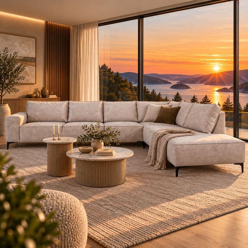 Brussel hjørnesofa med åpen ende 335x215 cm | Adore Fuji velur