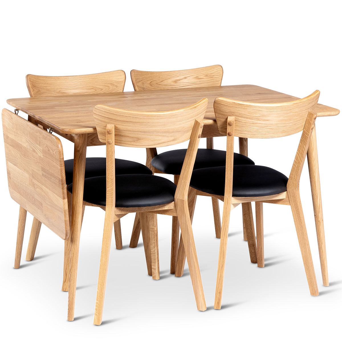 Alborg Heltre Spisebord natur oljet eik 120/160x90x75cm m/ klaff